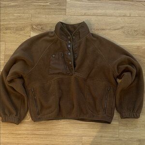 Amazon Brown Fleece Snap Pullover Jacket